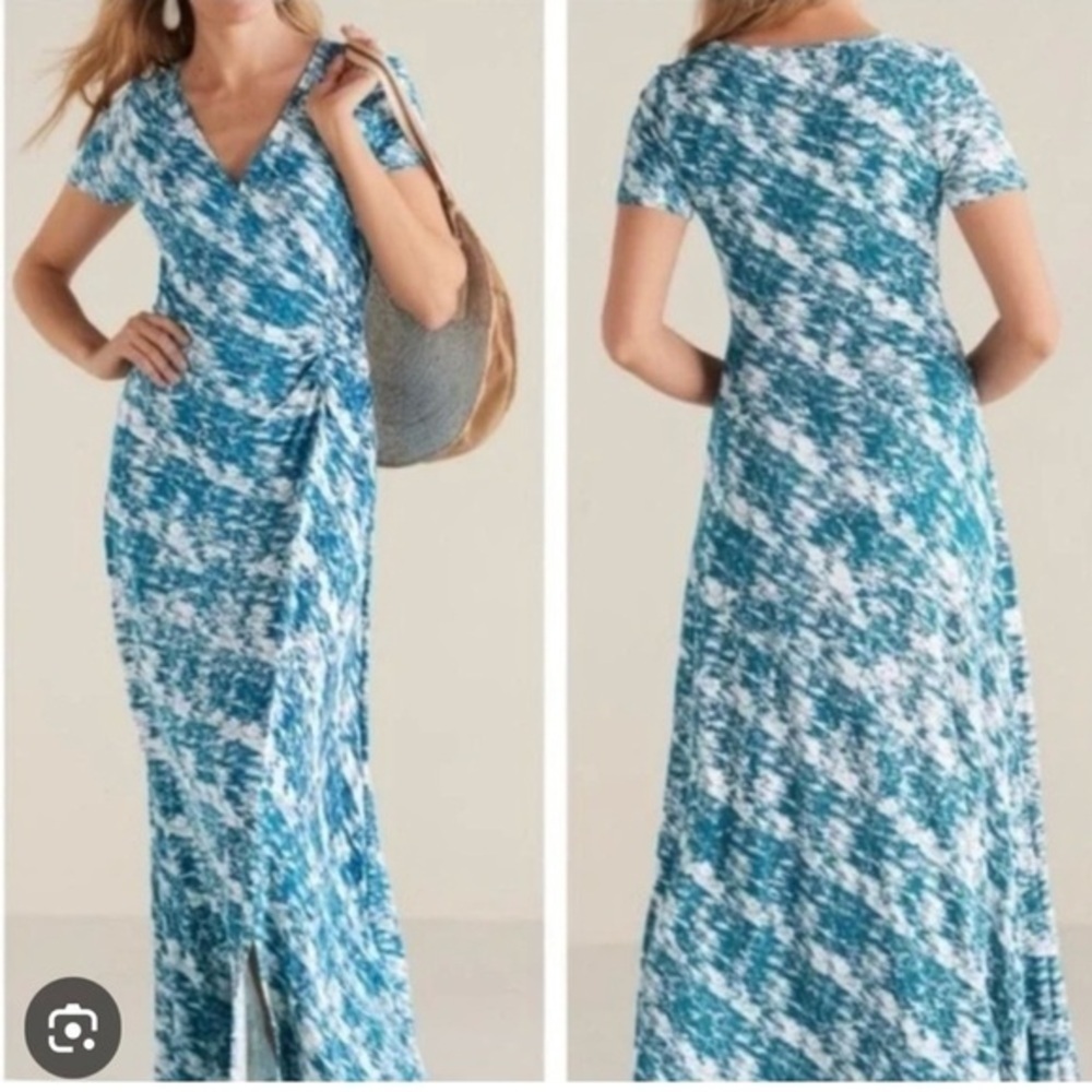 NWT SOFT SURROUNDINGS JOANNA FAUX WRAP MAXI ABSTRACT PRINT SIZE MED